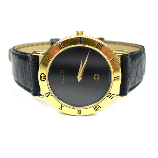 Gucci - 3000M Gold Black GG Dial Watch