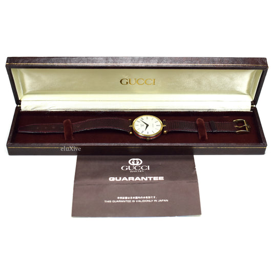 Gucci - 2000M Gold Cream Dial Web Stripe Watch