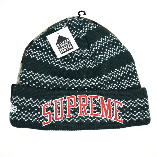 Supreme x New Era - Camo / Fair Isle Knit Split Beanie (Green)