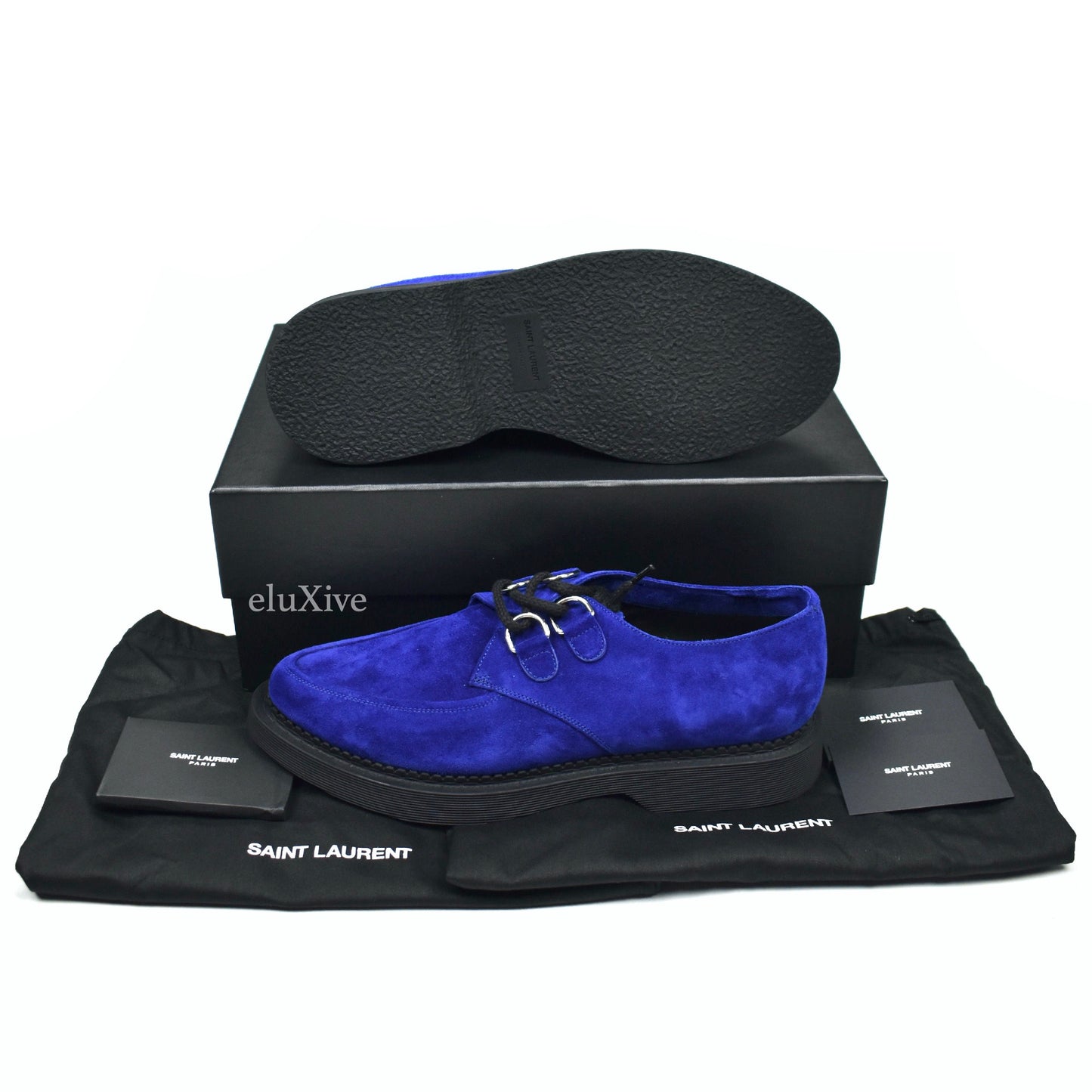 Saint Laurent - Blue Suede Teddy 10 Derby Shoes