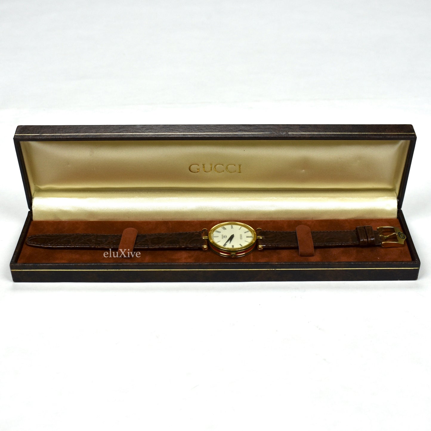 Gucci - 2000M Gold Cream Dial Web Stripe Watch