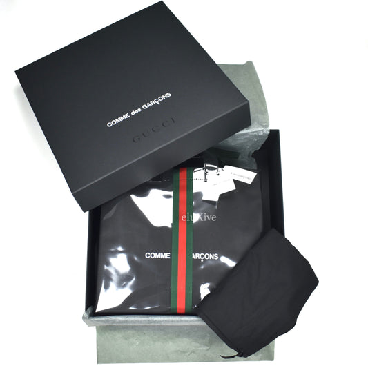 Comme des Garcons x Gucci - Black Web Stripe Paper/Plastic Tote Bag