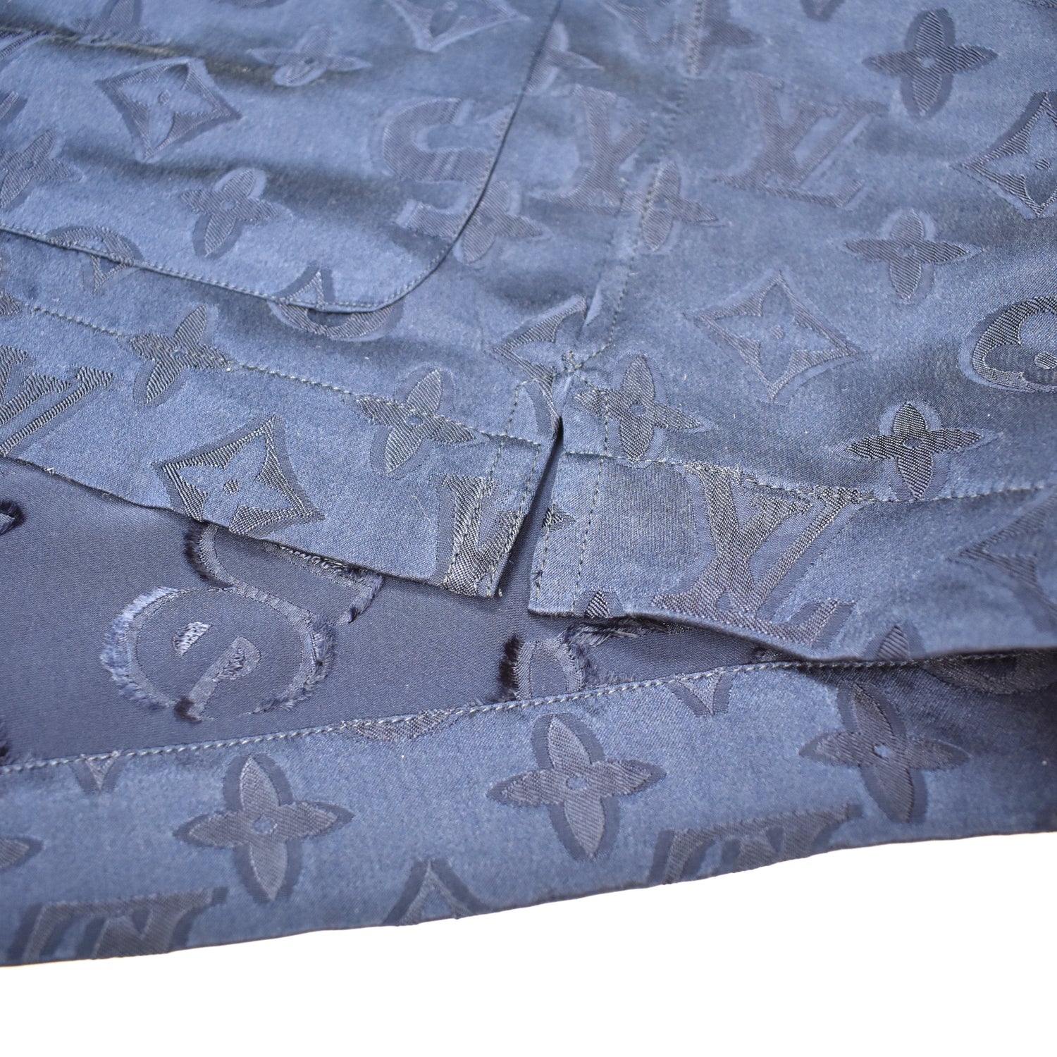 Louis Vuitton x Supreme Blue, Pattern Print 2017 Denim Trucker Jacket L