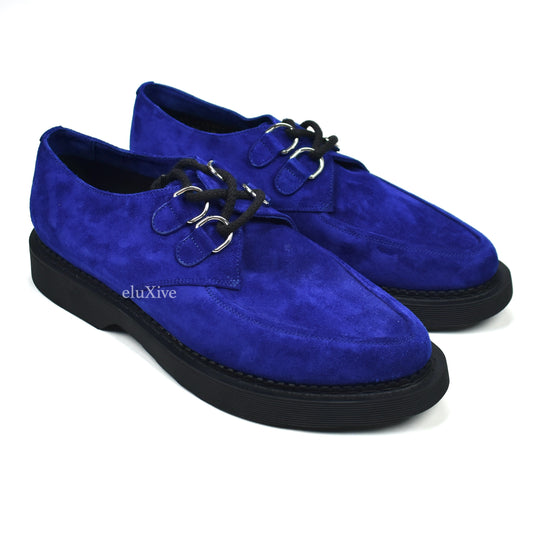 Saint Laurent - Blue Suede Teddy 10 Derby Shoes