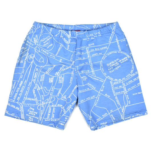 Supreme - Gonz Embroidered Map Sweatshorts (Light Blue)