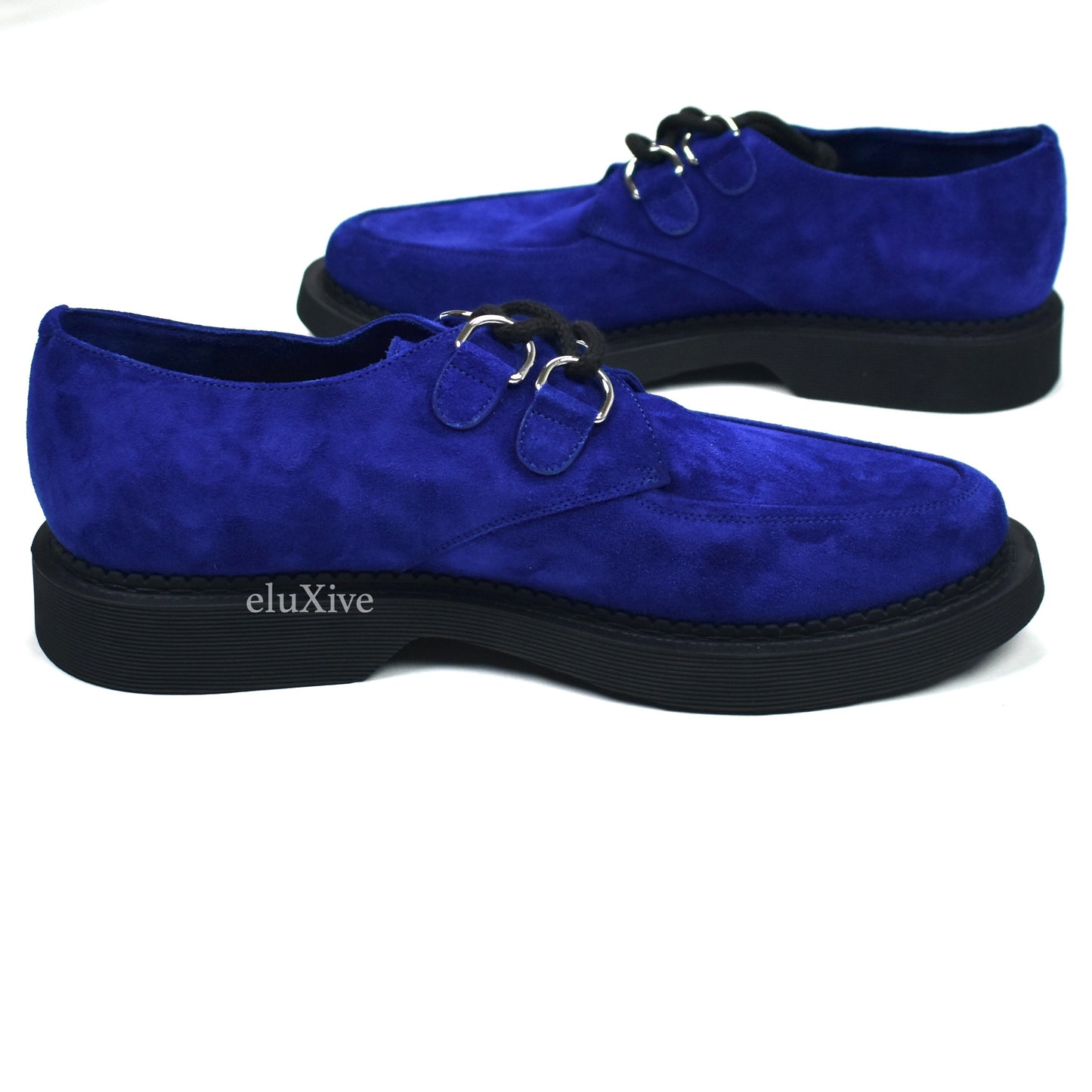 Saint Laurent - Blue Suede Teddy 10 Derby Shoes