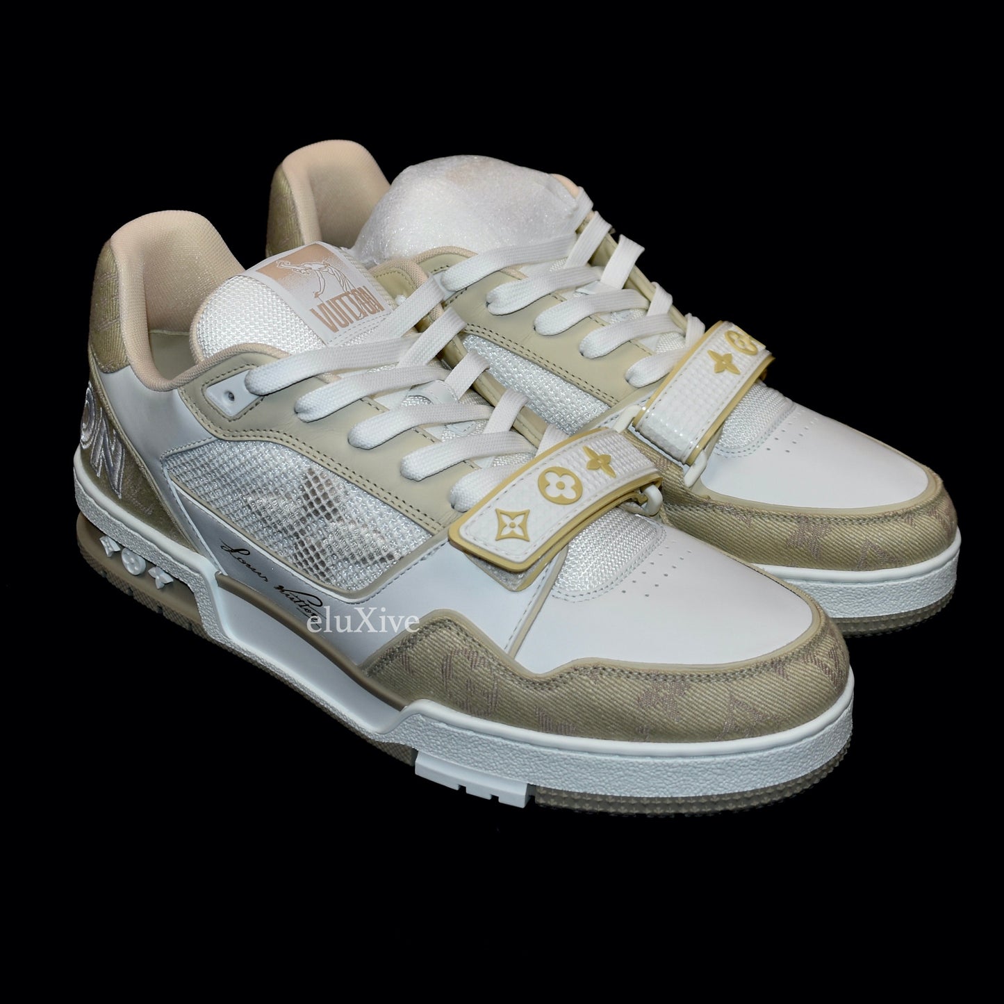 Louis Vuitton - White/Beige Trainer Sneakers with Strap