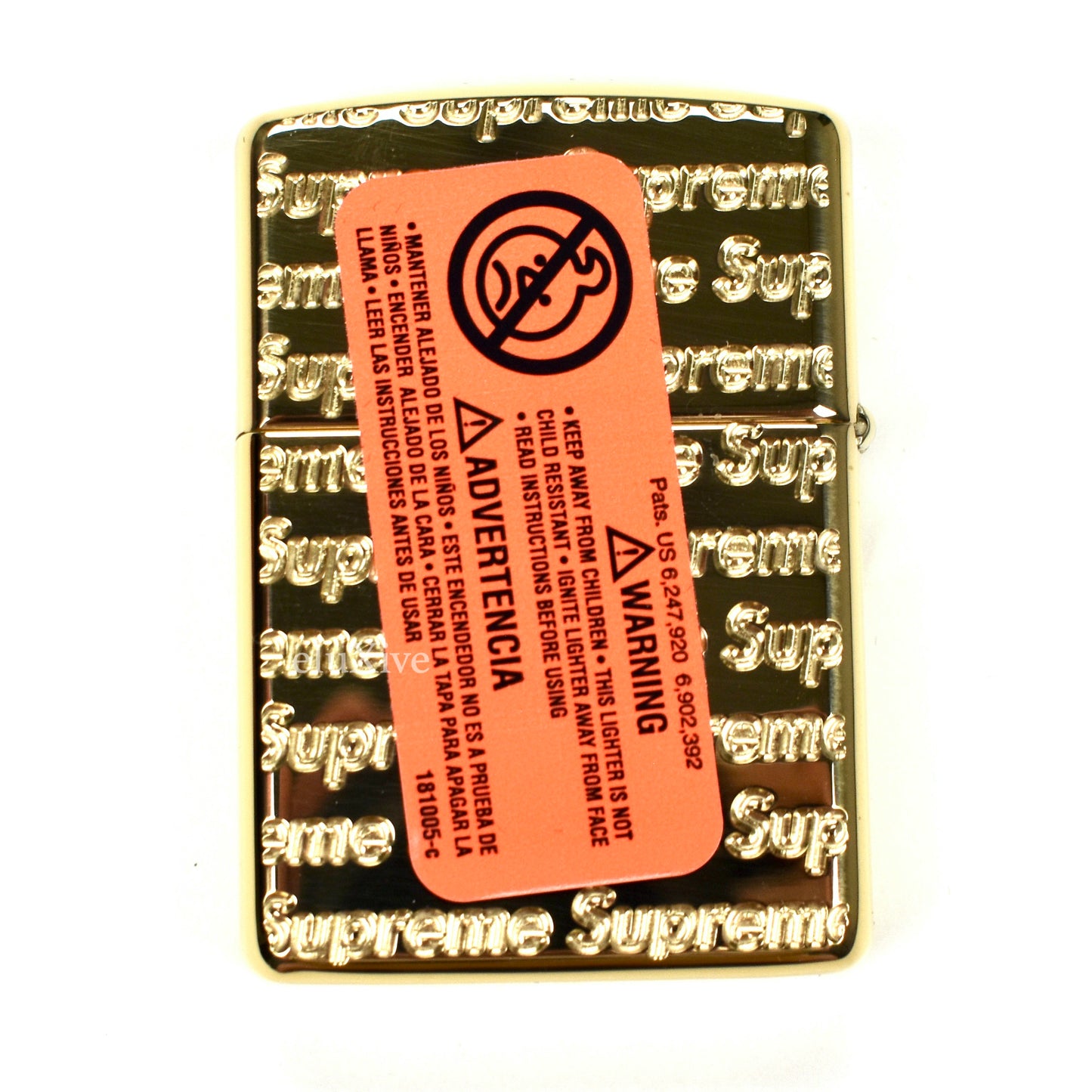 Supreme x Zippo - Gold Diamond Cut Red Box Logo Engraved Lighter