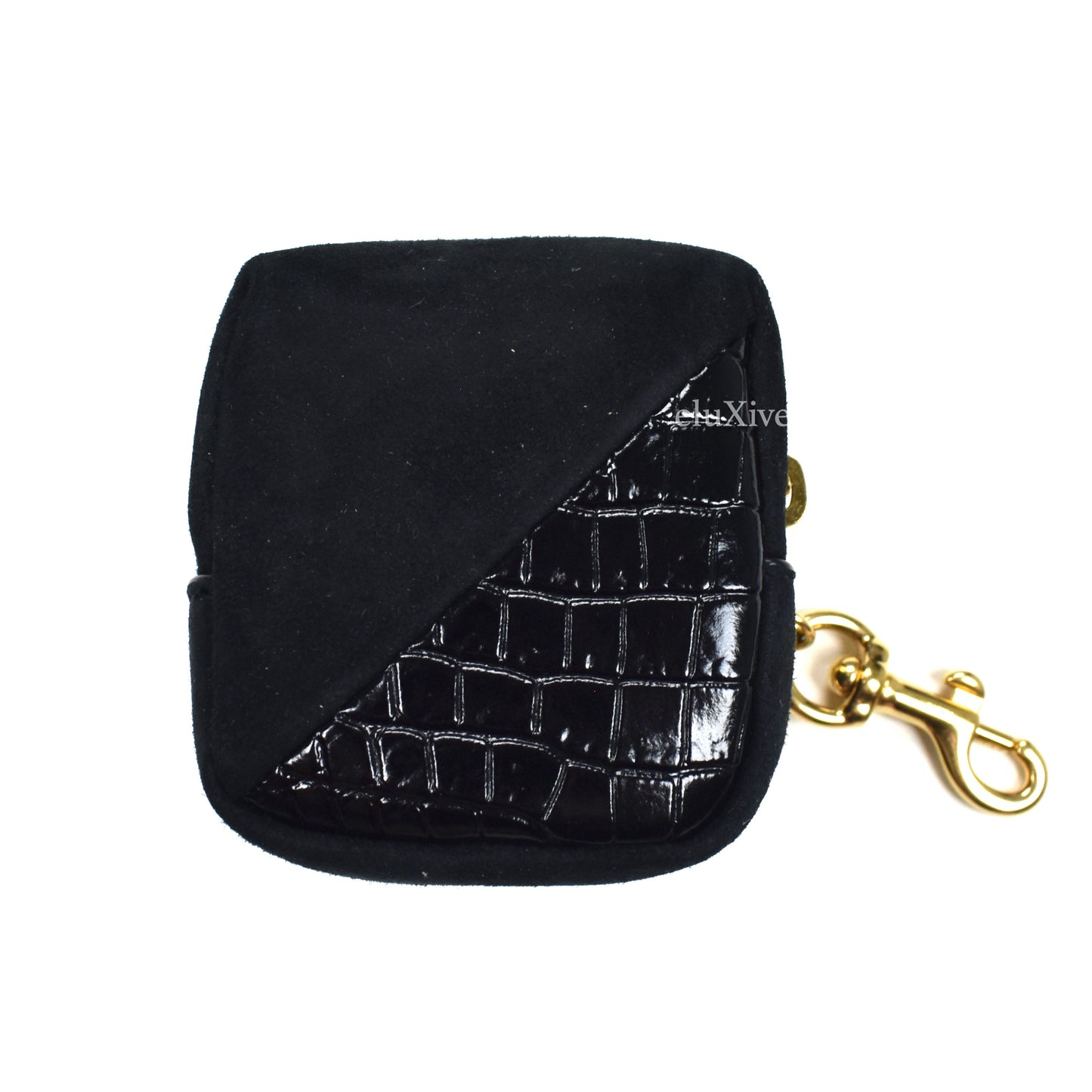 Saint Laurent - Black Croc YSL Logo Jamie Zip Pouch