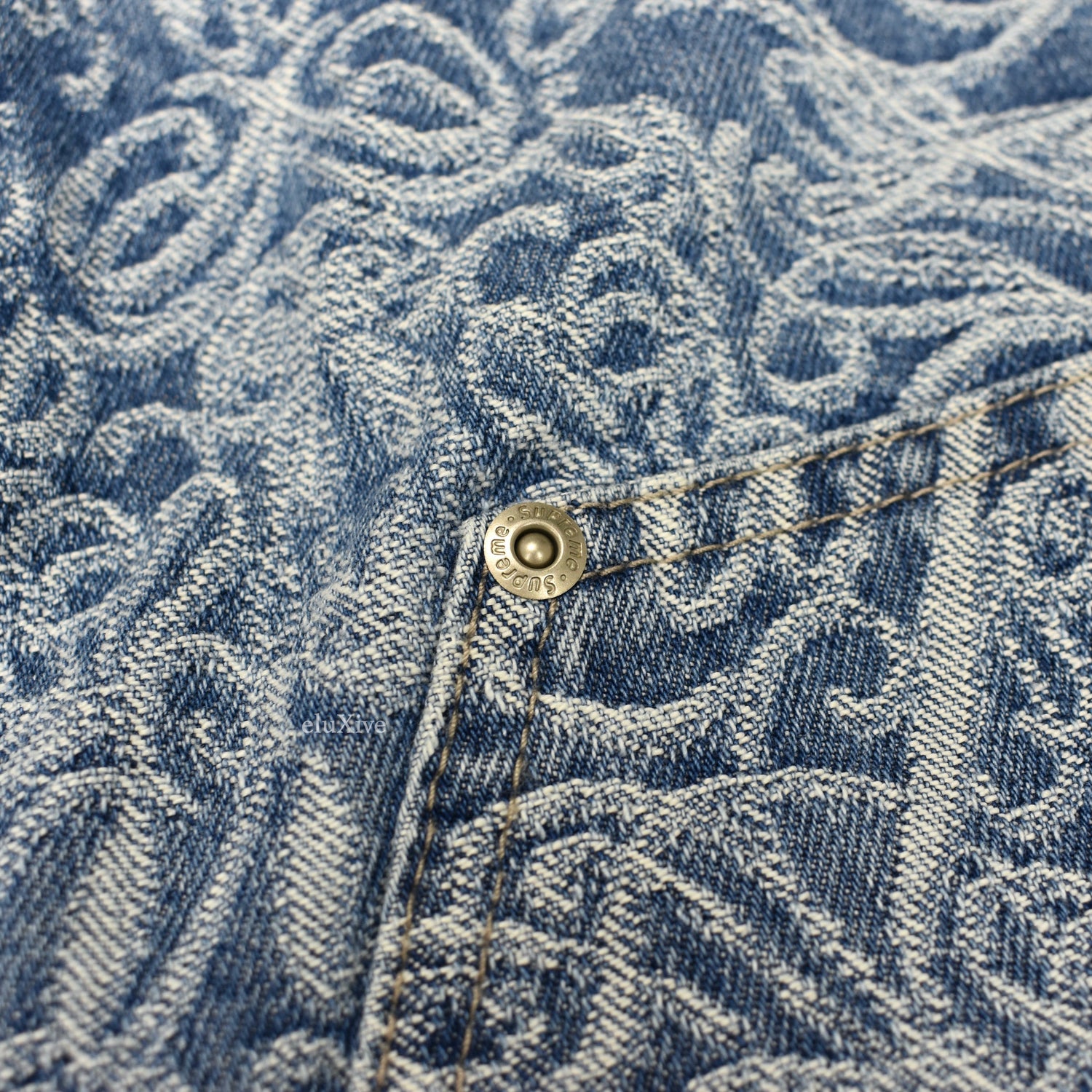 Supreme - Multi Type Jacquard Logo Denim Jeans (Blue) – eluXive