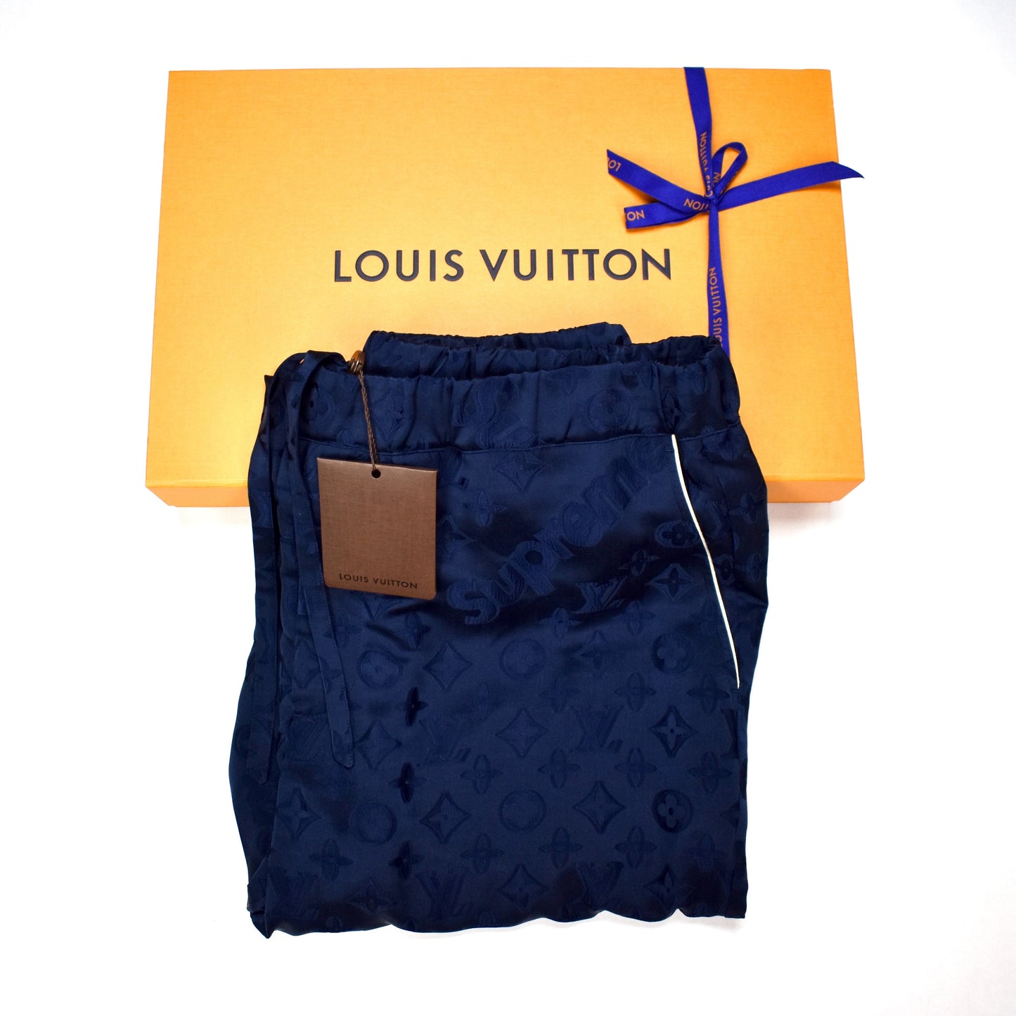 Louis Vuitton x Supreme - Navy Monogram Pajama Pants