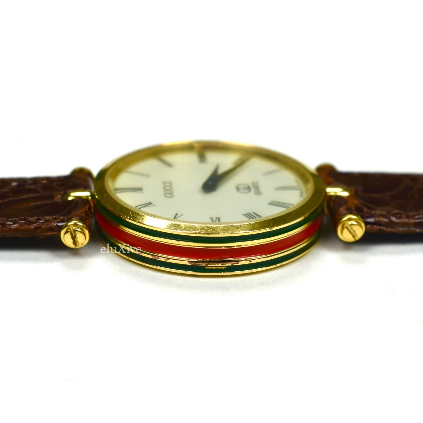 Gucci - 2000M Gold Cream Dial Web Stripe Watch