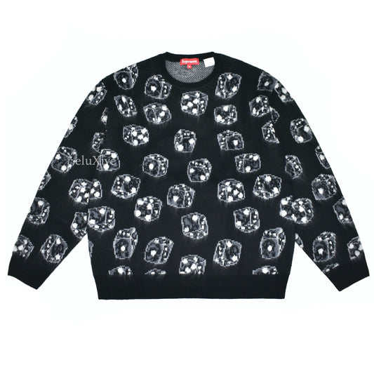 Supreme - Black Dice Jacquard Knit Sweater