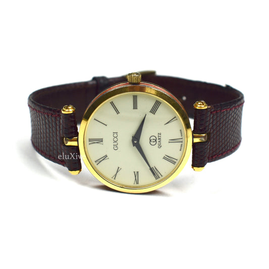 Gucci - 2000M Gold Cream Dial Web Stripe Watch