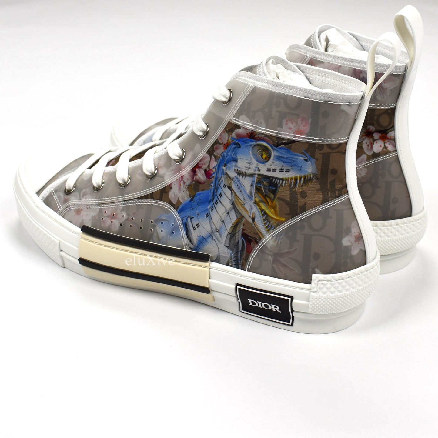 Dior x Sorayama - Dinosaur Print B23 Monogram Sneakers (Brown)