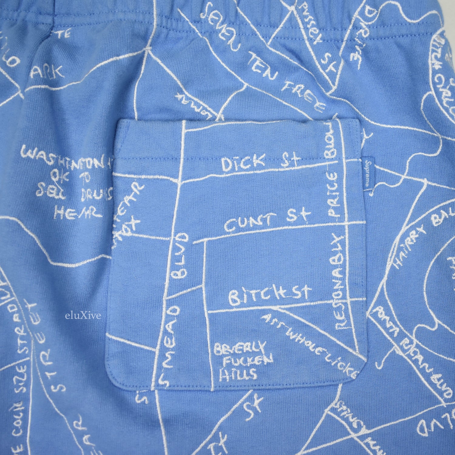 Supreme - Gonz Embroidered Map Sweatshorts (Light Blue) – eluXive