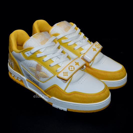 Louis Vuitton - White/Yellow Trainer Sneakers with Strap
