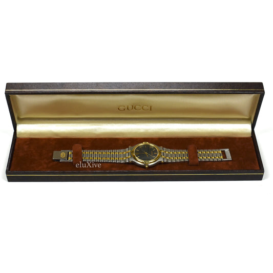 Gucci - 9000M Gold/Steel Graphite Dial Watch