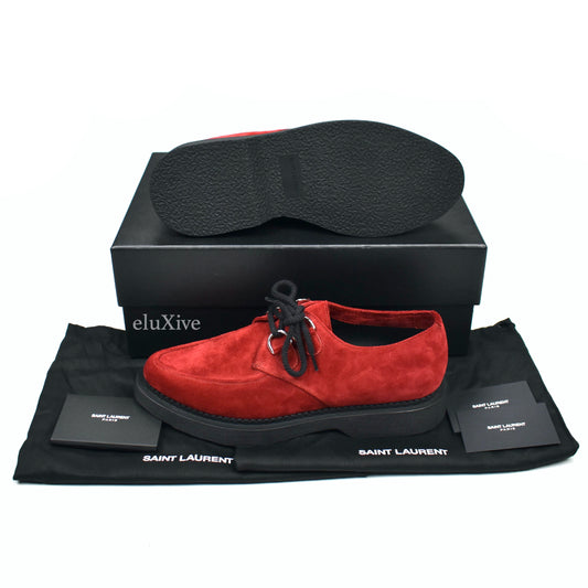 Saint Laurent - Red Suede Teddy 10 Derby Shoes