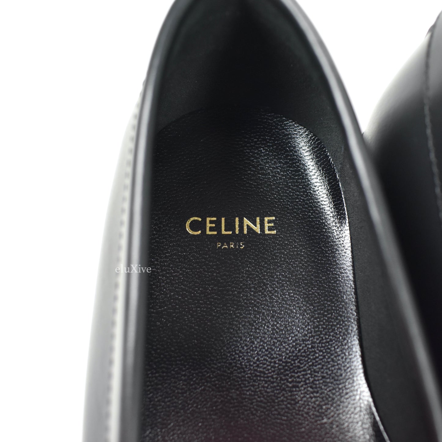 Celine - Black Leather Zebra Toe Tassel Loafers