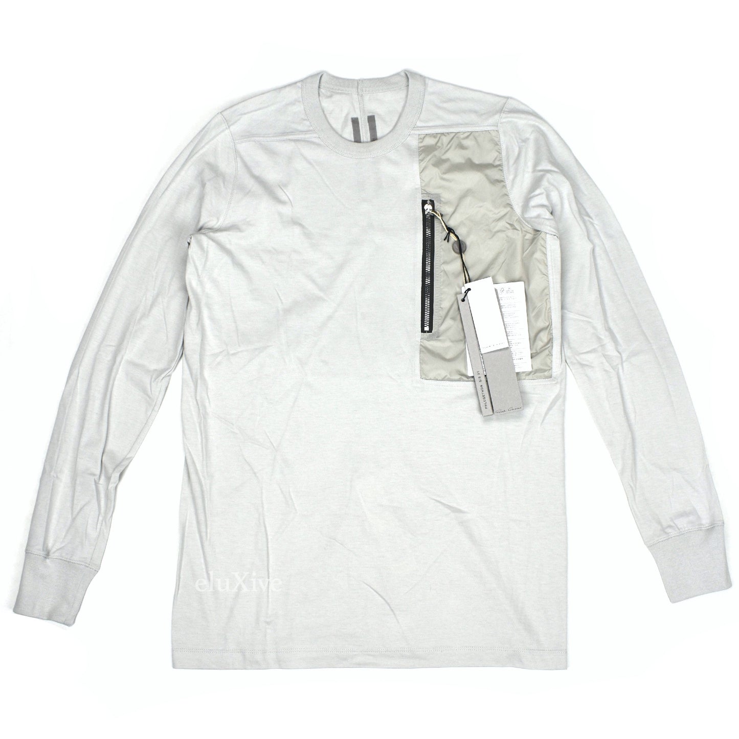 Rick Owens - Oyster Gray LS Zip Pocket Level T-Shirt