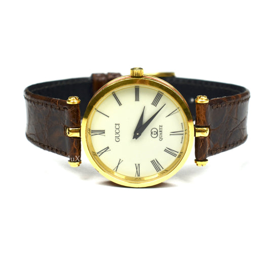 Gucci - 2000M Gold Cream Dial Web Stripe Watch