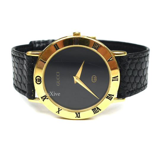 Gucci - 3000M Gold Black Dial Watch