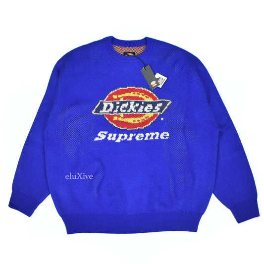 Supreme x Dickies - Royal Blue Jacquard Knit Logo Sweater