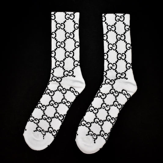 Imran Potato - White 'Gucci' Logo Knit Socks