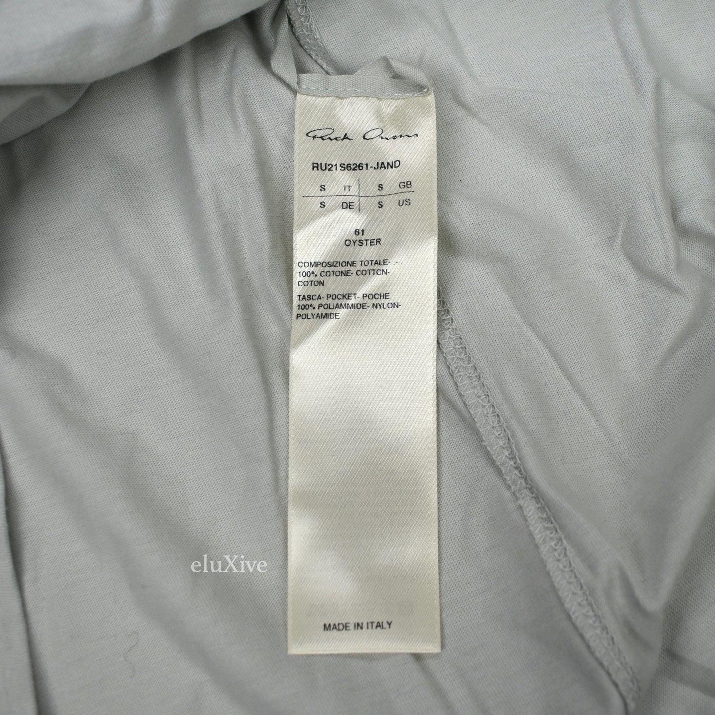 Rick Owens - Oyster Gray LS Zip Pocket Level T-Shirt