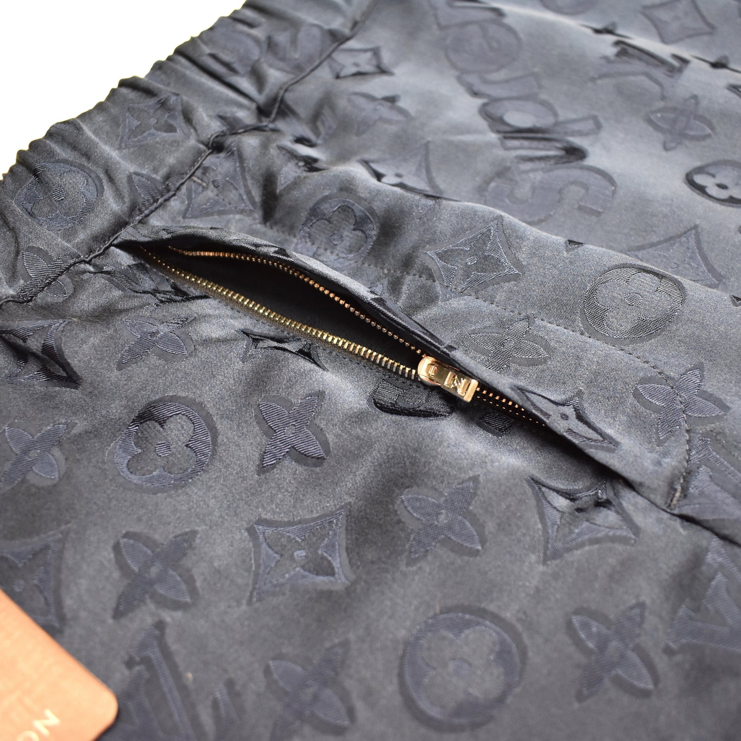 Louis Vuitton x Supreme - Navy Silk LV Monogram Box Logo Pajama Pants –  eluXive