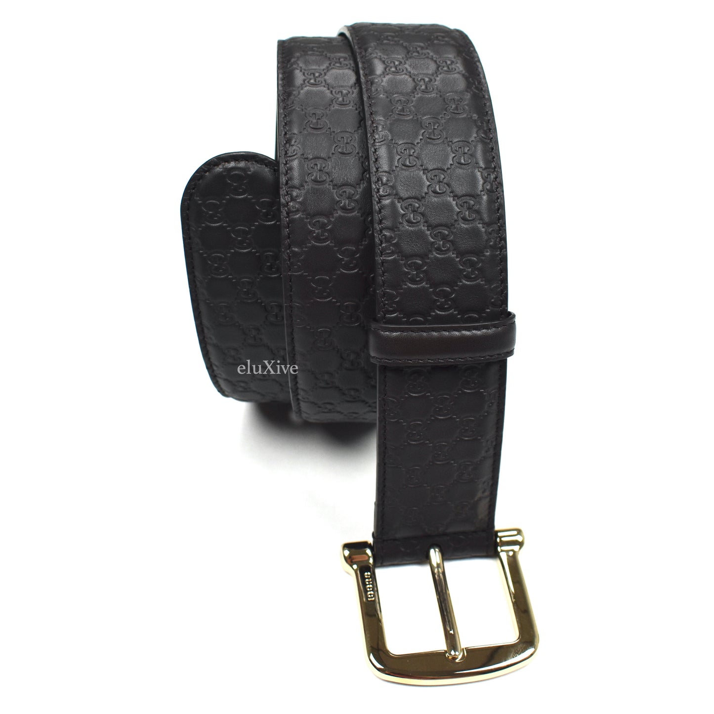 Gucci - Dark Brown Leather GG Monogram Belt