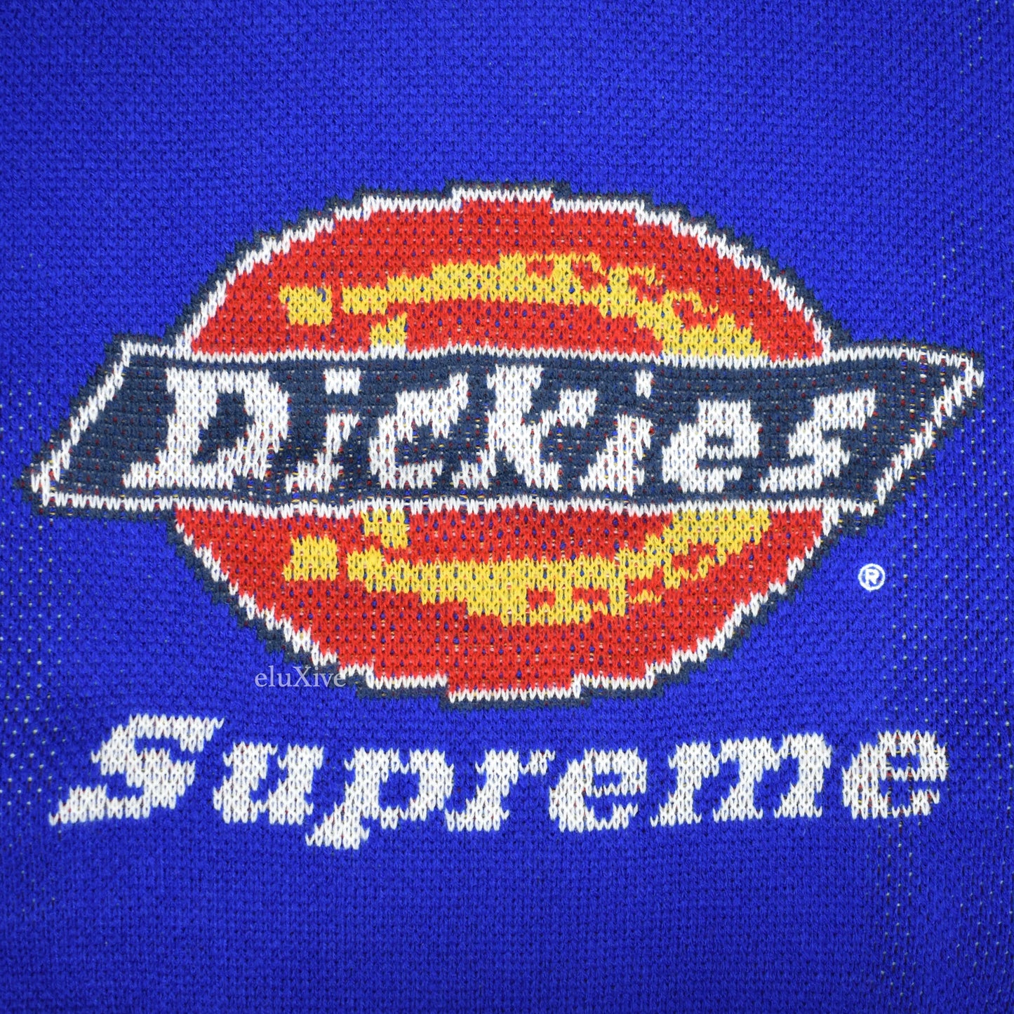 Supreme x Dickies - Royal Blue Jacquard Knit Logo Sweater