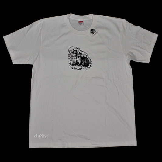 Supreme - Eat Me Logo Print Christmas T-Shirt (White)