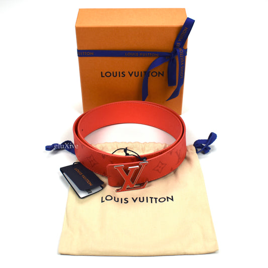 Louis Vuitton - Red Monogram LV Initiales Logo Buckle Belt
