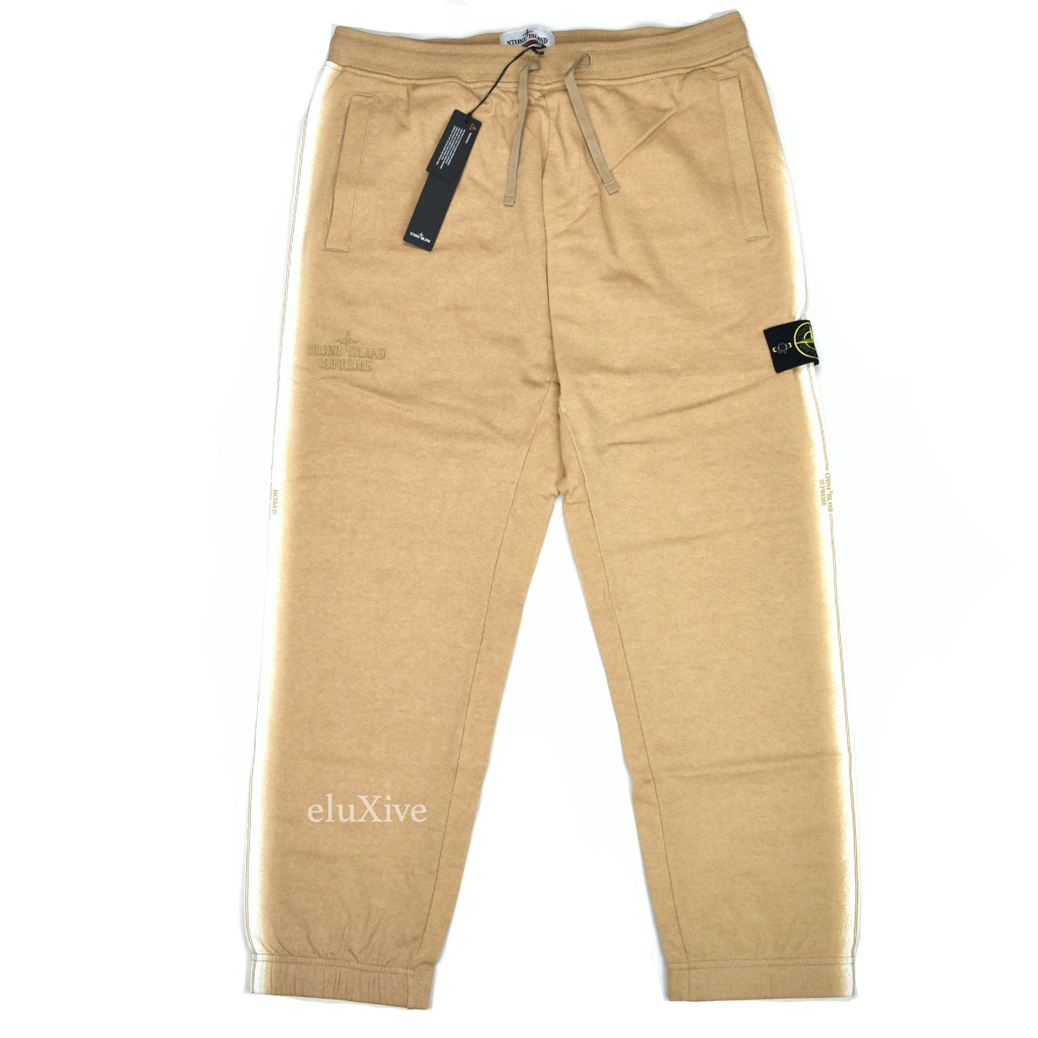 Supreme x Stone Island - Tan Side Stripe Logo Sweatpants – eluXive