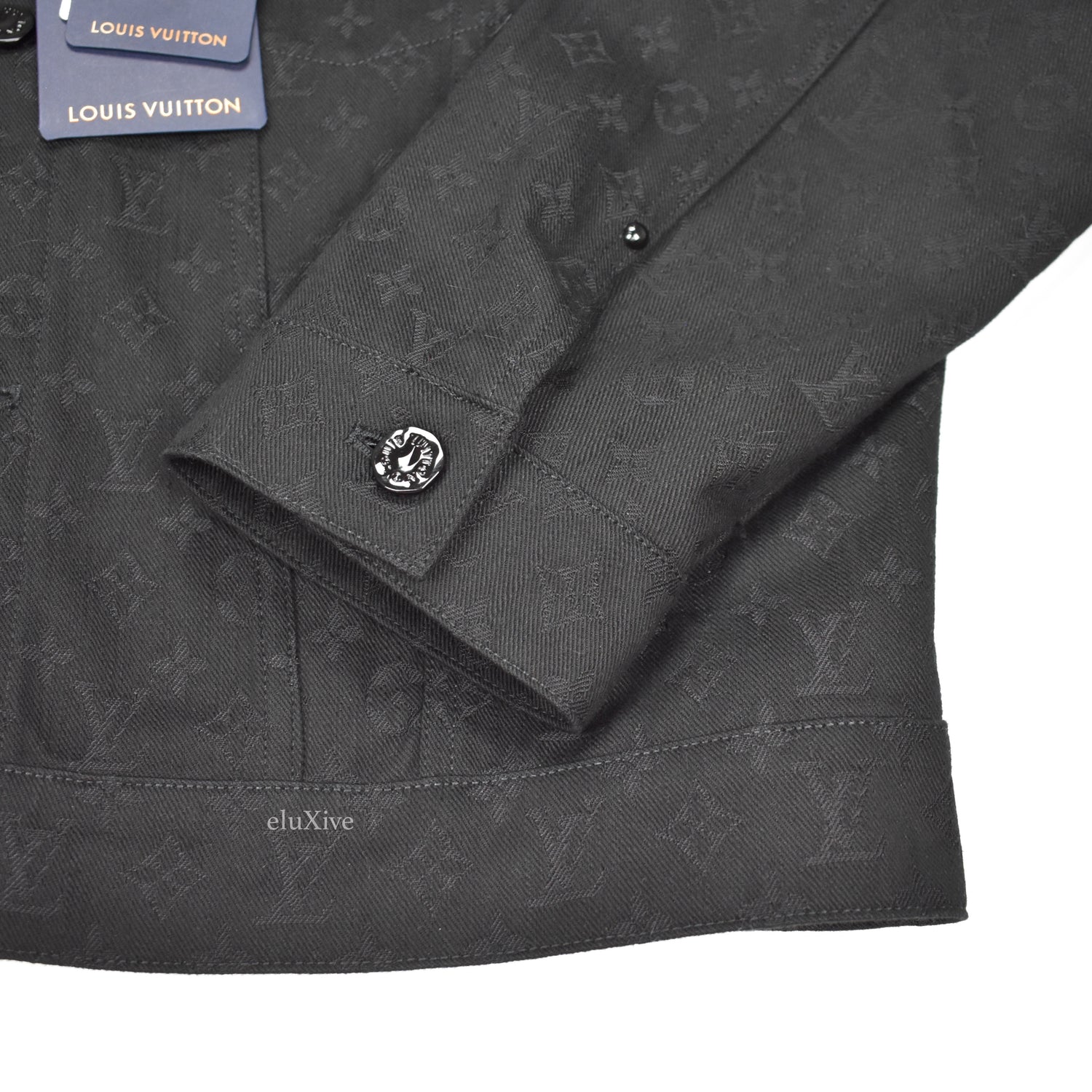 Louis Vuitton Monogram Embossed Leather and Wool Blouson Gibraltar Sea. Size 50