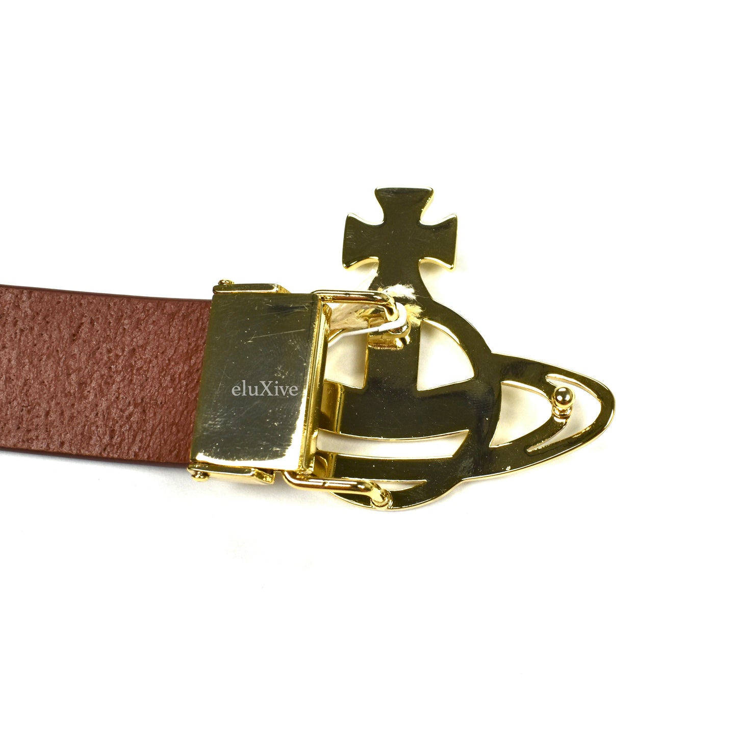 Vivienne Westwood - Gold Orb Logo Buckle Brown Leather Belt