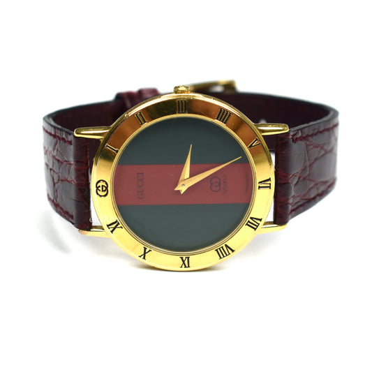 Gucci - 3000M Gold Web Stripe Watch