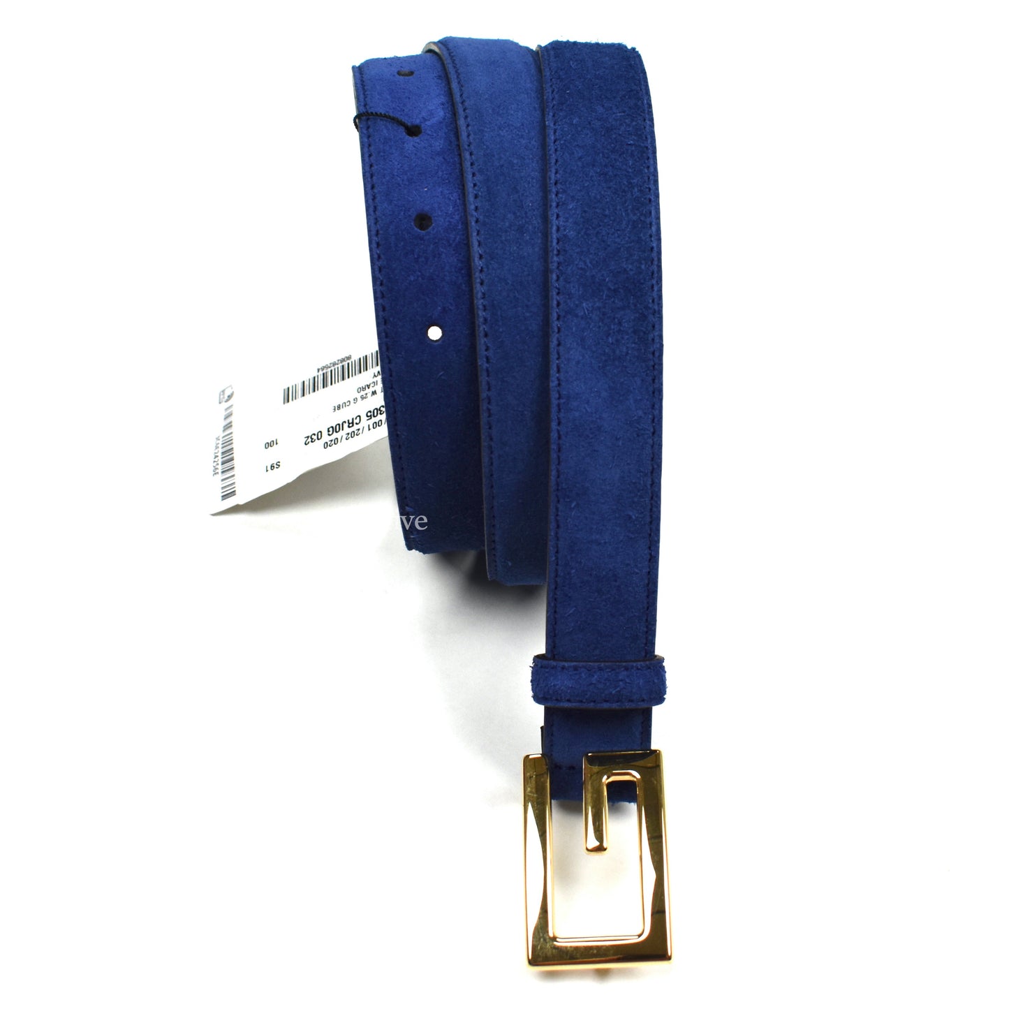 Gucci - Blue Suede Rectangular G Logo Belt