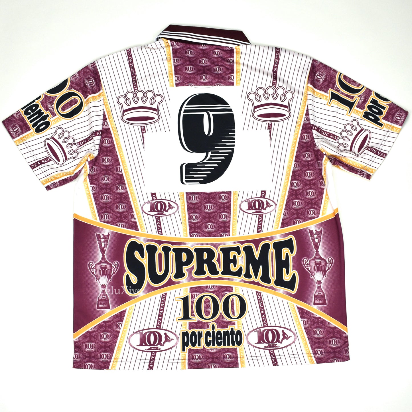 Supreme - Por Ciento Logo Print Soccer Jersey (Burgundy)