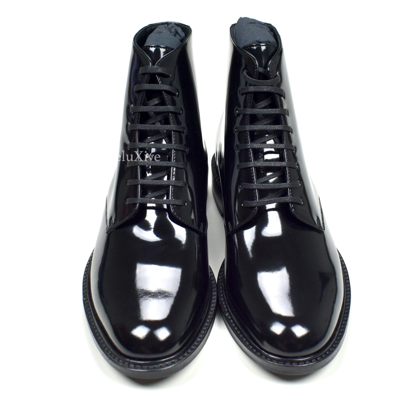 Saint Laurent - Black Patent Leather Classic Army Boots