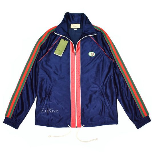 Gucci - Navy Web Stripe Technical Jersey Track Jacket