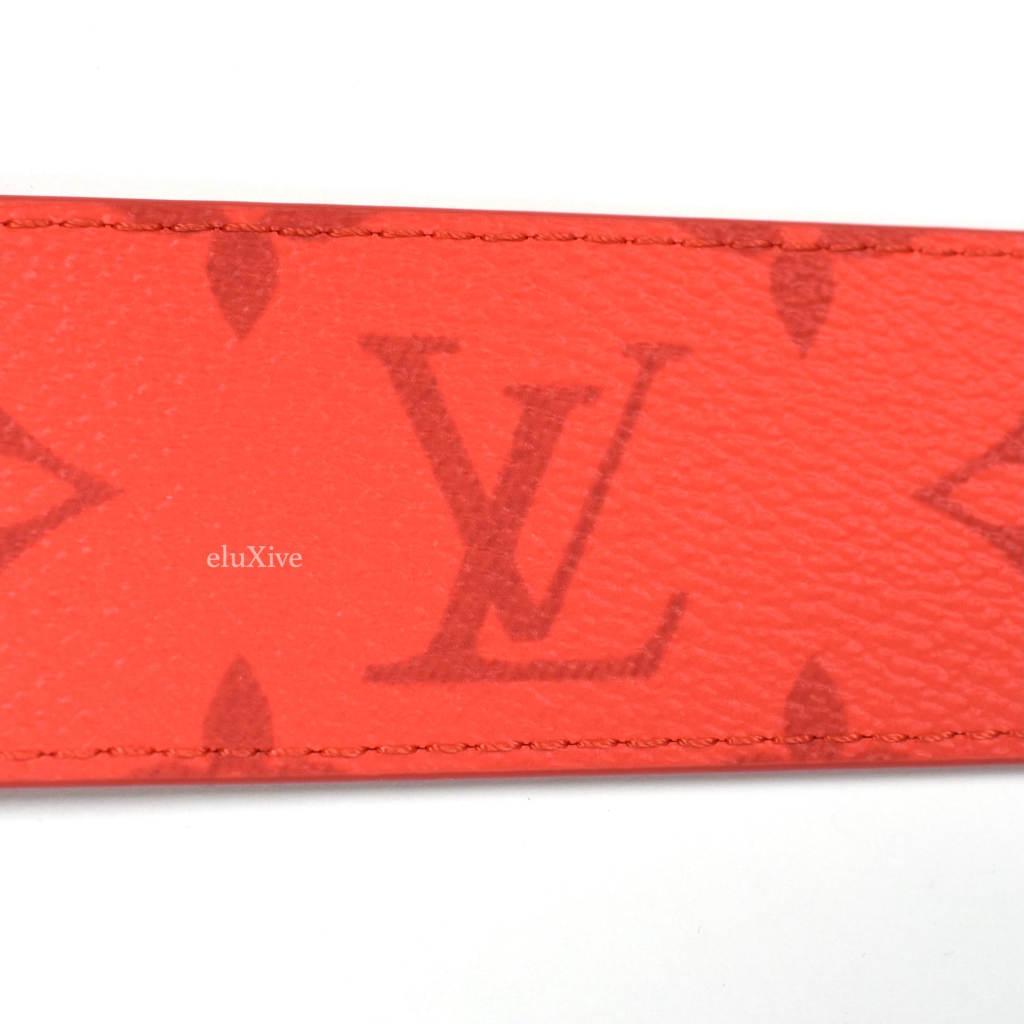 Louis Vuitton - Red Monogram LV Initiales Logo Buckle Belt