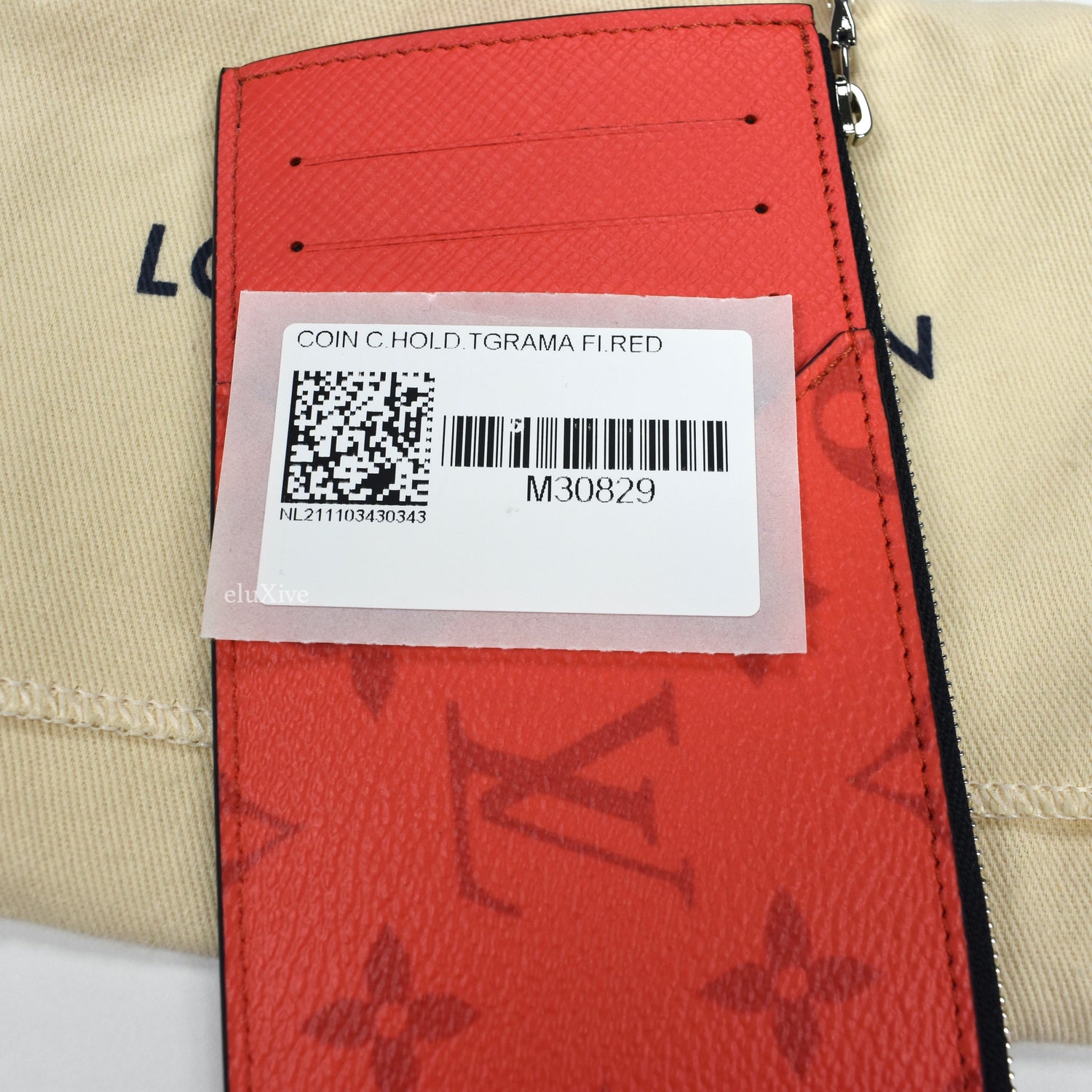 LOUIS VUITTON Monogram Zipped Romy Card Holder Red 1172154