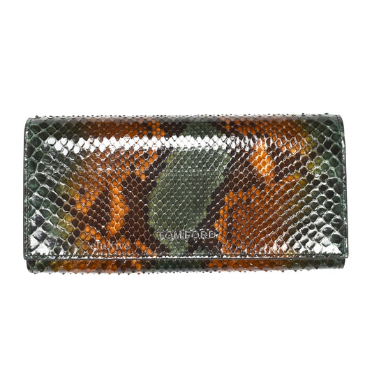 Tom Ford - Green / Brown Exotic Python Long Wallet