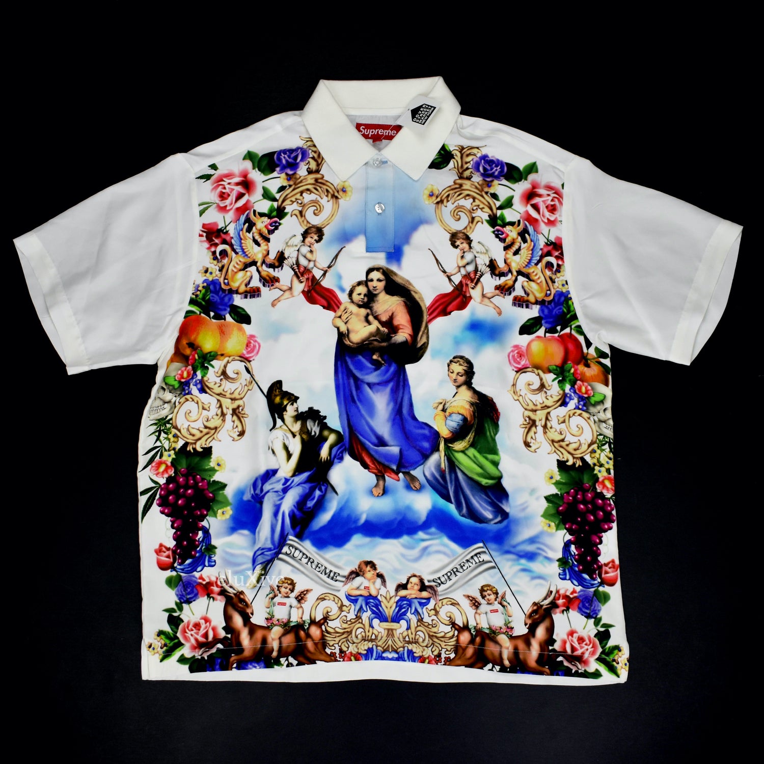 Supreme - Heavenly Print Silk Polo Shirt (White) – eluXive