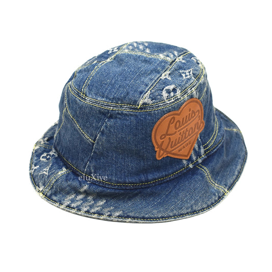 Louis Vuitton x Nigo - Blue Recycled Denim Monogram Bucket Hat