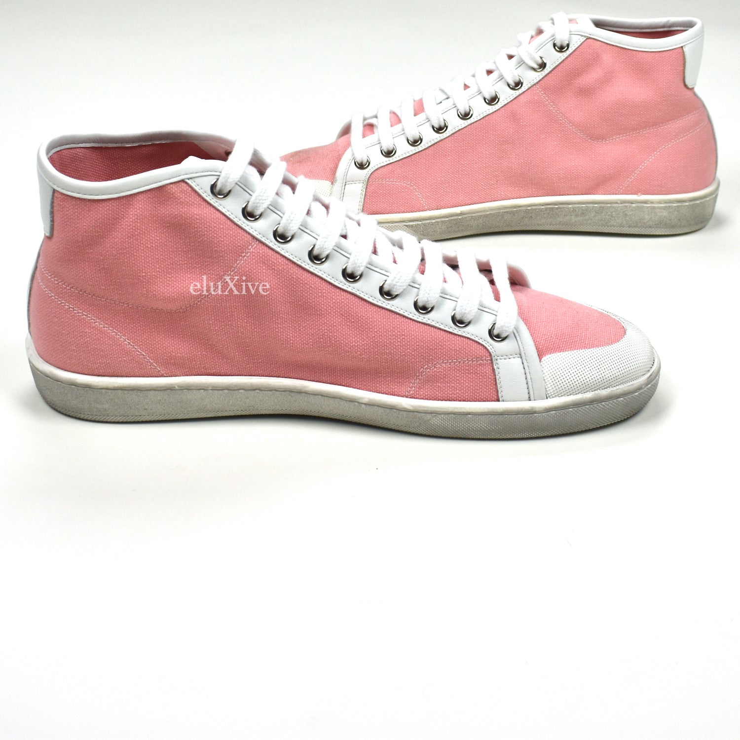 Saint Laurent - Pink Canvas SL 39 Mid Top Sneakers – eluXive
