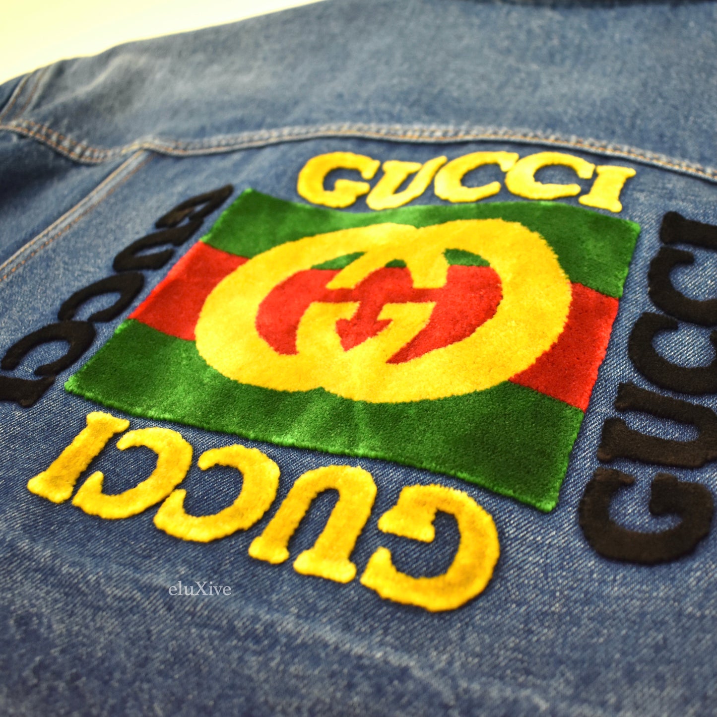 Gucci - Vintage Flocked Logo Denim Trucker Jacket